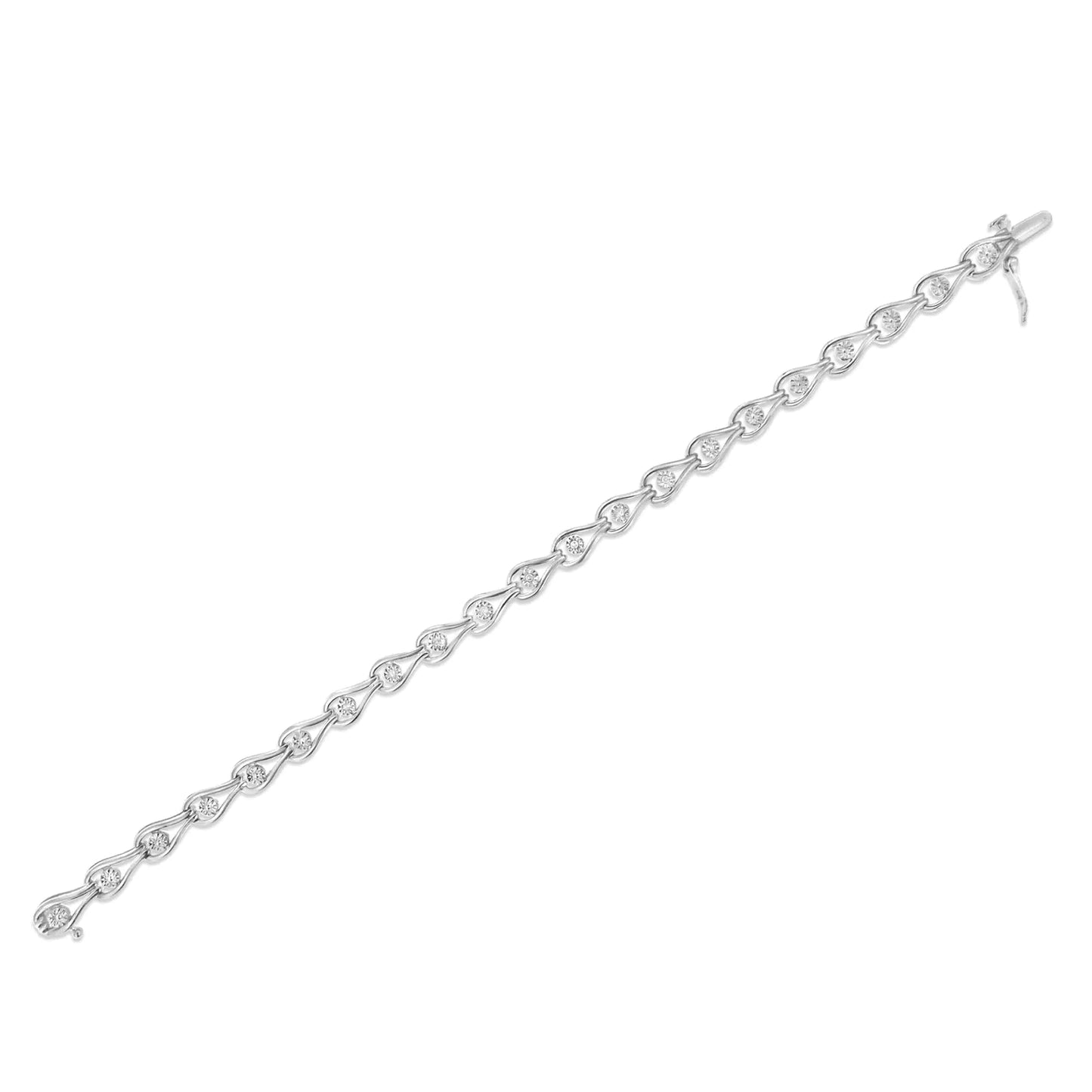 Sterling Silver Diamond Halo Link Bracelet 7.25" | Bracelets | Elegant Emulations Jewelry USA