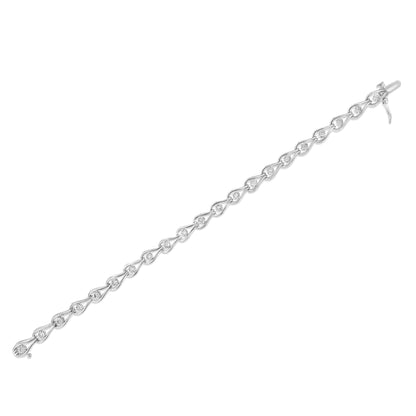 Sterling Silver Diamond Halo Link Bracelet 7.25" | Bracelets | Elegant Emulations Jewelry USA