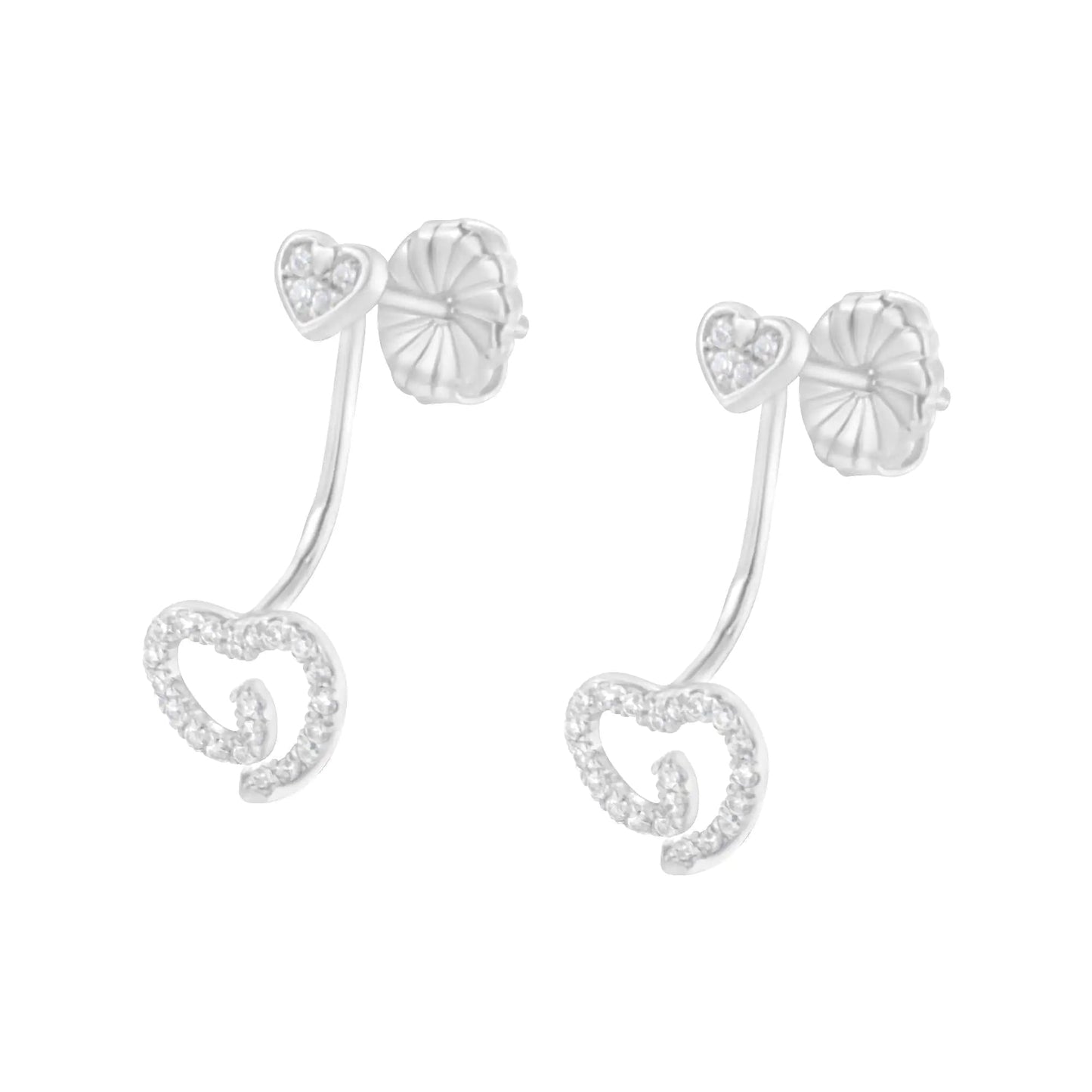 Sterling Silver Diamond Heart Jacket Earrings | Earrings | Elegant Emulations Jewelry USA