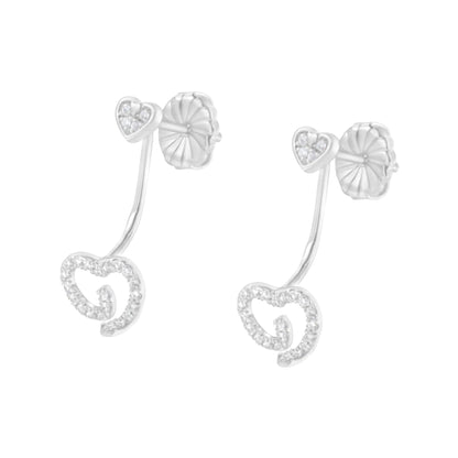 Sterling Silver Diamond Heart Jacket Earrings | Earrings | Elegant Emulations Jewelry USA