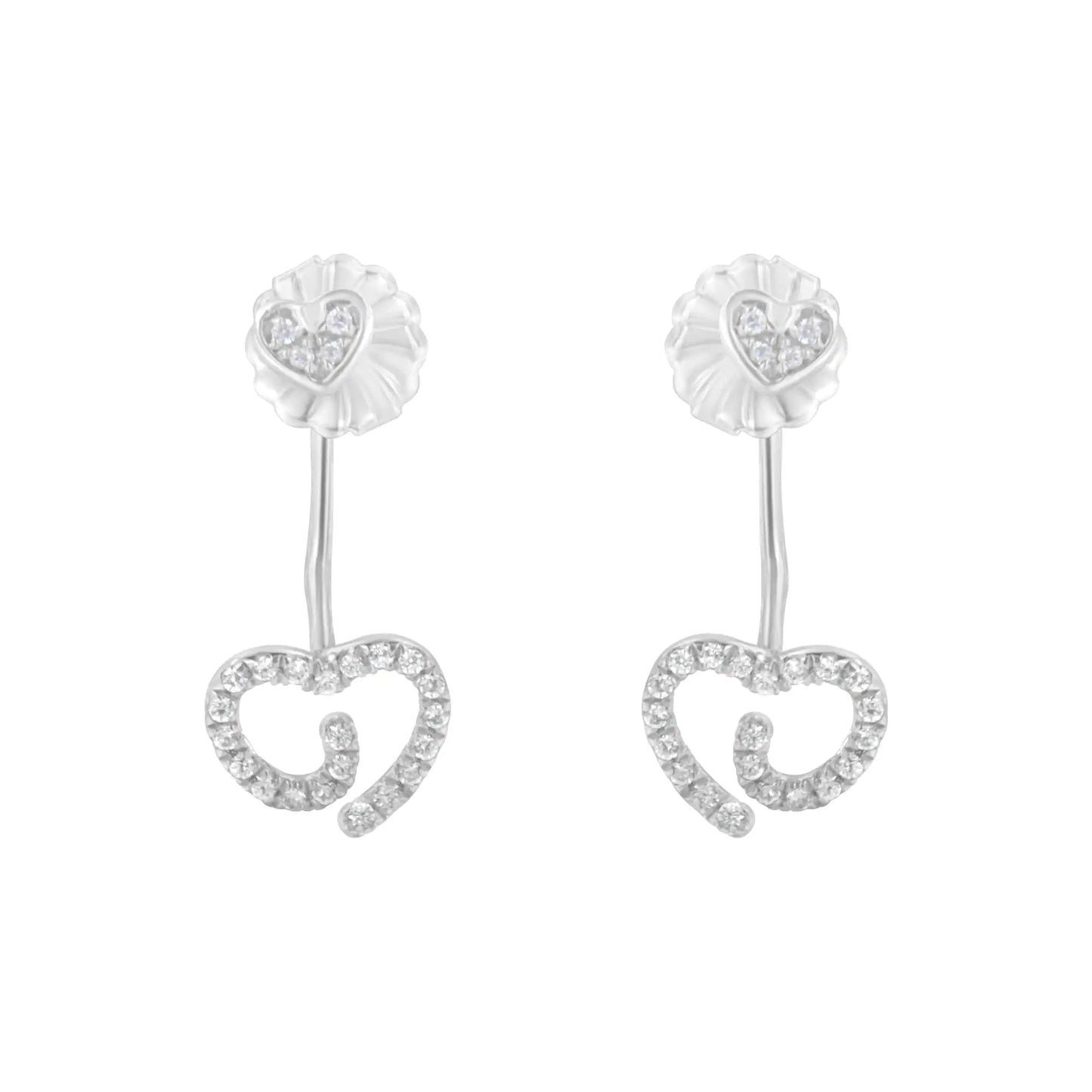 Sterling Silver Diamond Heart Jacket Earrings | Earrings | Elegant Emulations Jewelry USA