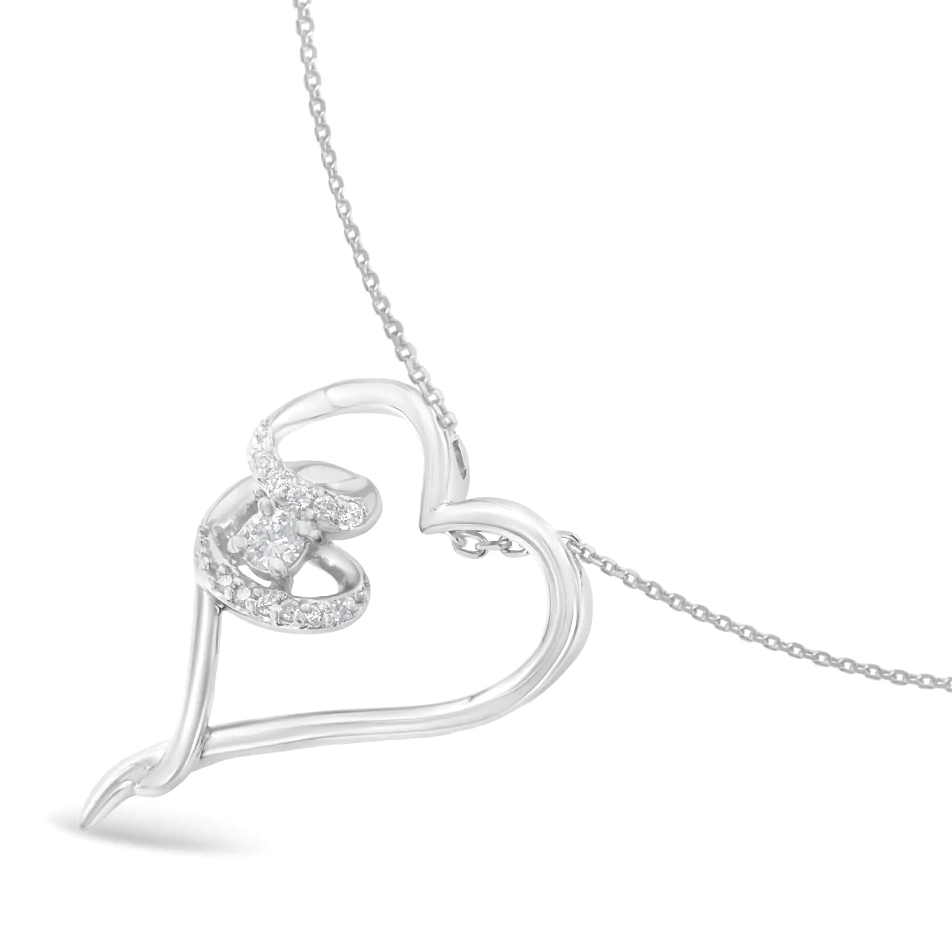 Sterling Silver Diamond Heart Necklace | Necklace | Elegant Emulations Jewelry USA