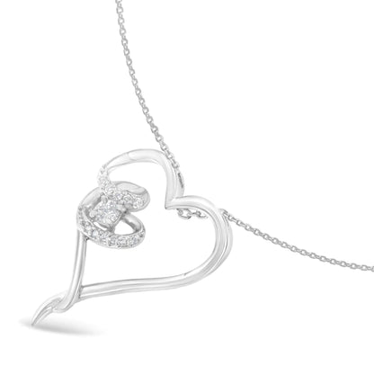 Sterling Silver Diamond Heart Necklace | Necklace | Elegant Emulations Jewelry USA