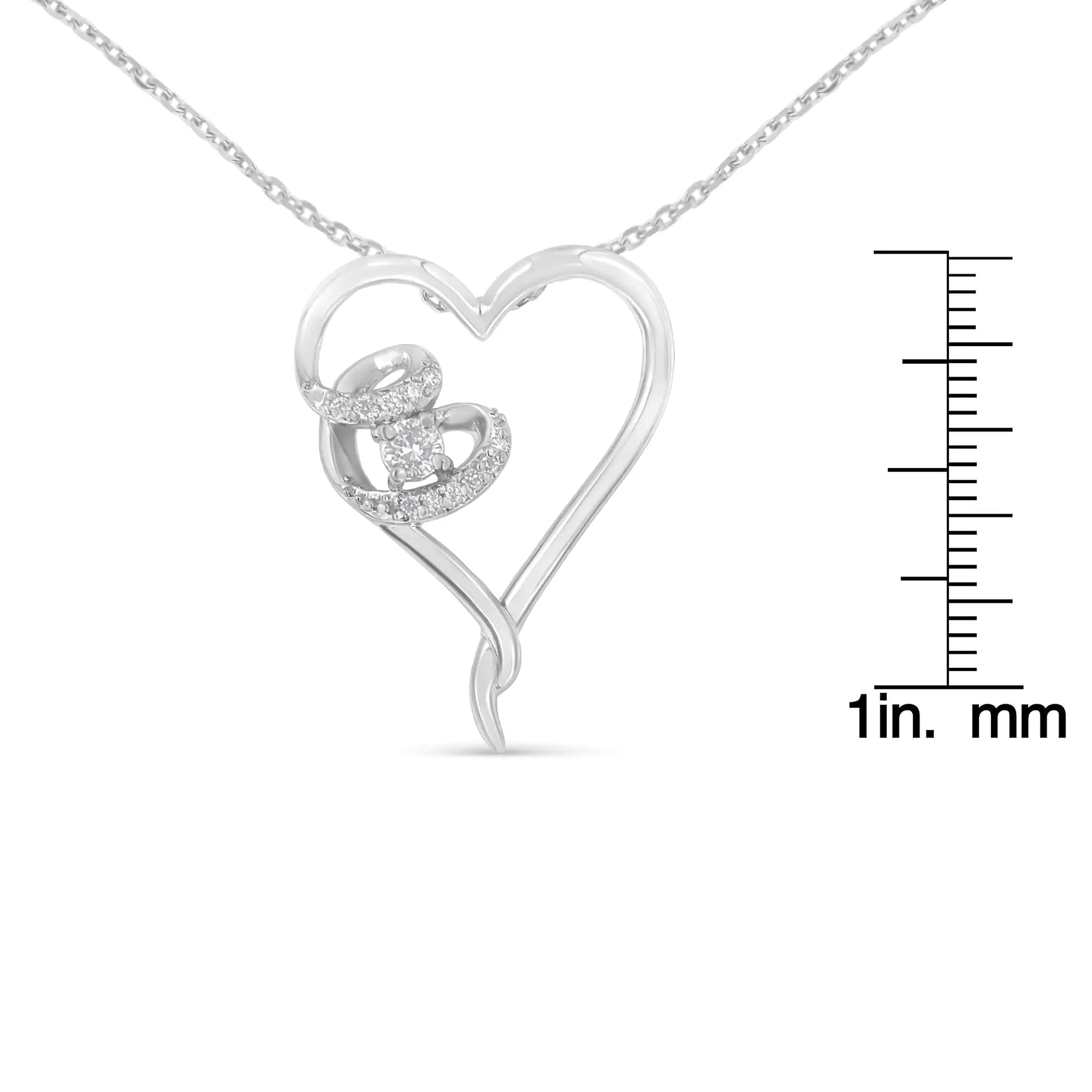Sterling Silver Diamond Heart Necklace | Necklace | Elegant Emulations Jewelry USA