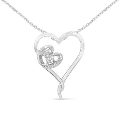 Sterling Silver Diamond Heart Necklace | Necklace | Elegant Emulations Jewelry USA