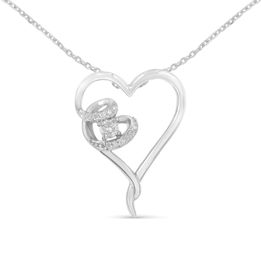 Sterling Silver Diamond Heart Necklace | Necklace | Elegant Emulations Jewelry USA