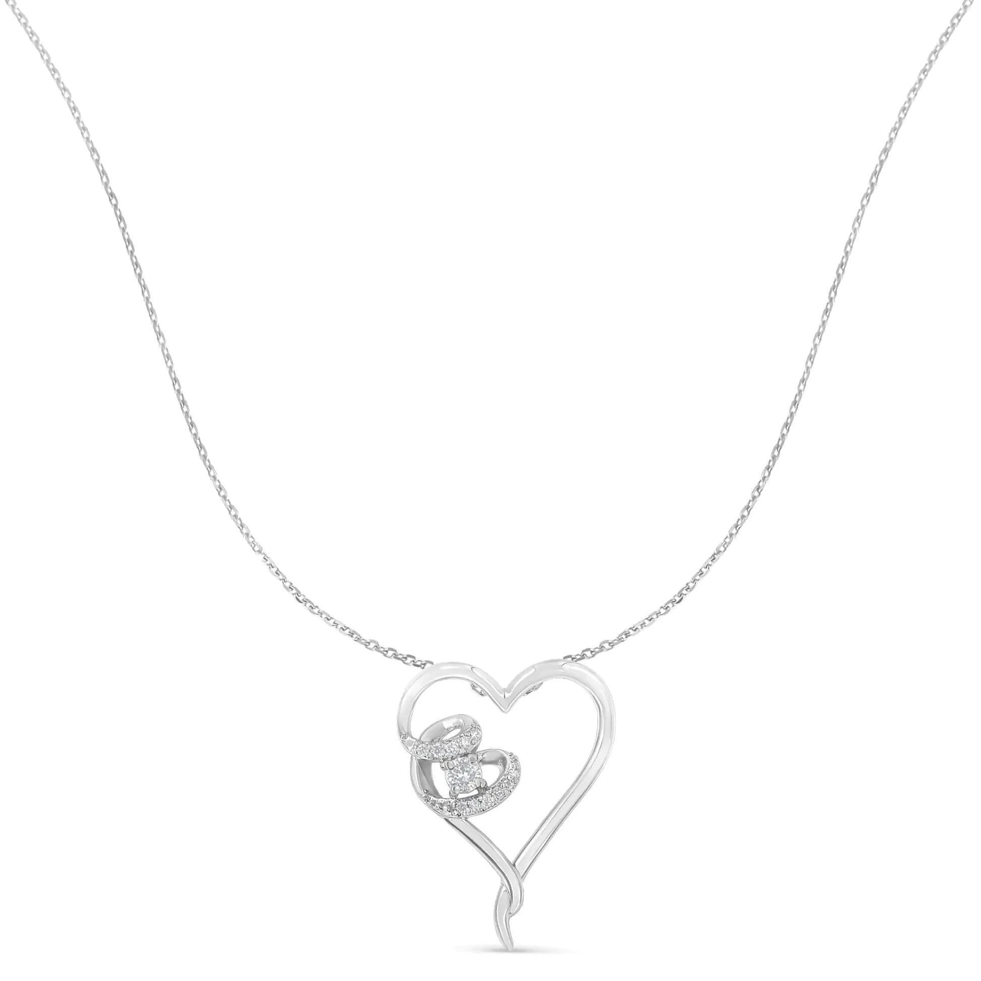 Sterling Silver Diamond Heart Necklace | Necklace | Elegant Emulations Jewelry USA