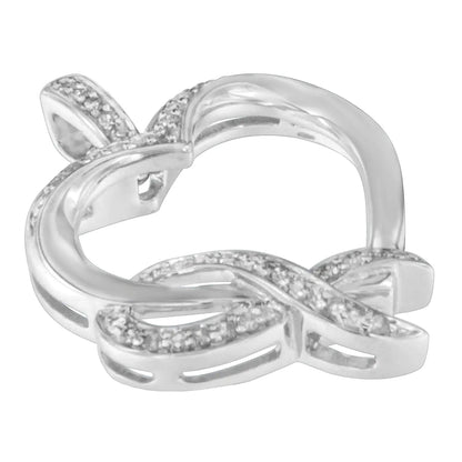 Sterling Silver Diamond Heart Ribbon Necklace | Necklace | Elegant Emulations Jewelry USA