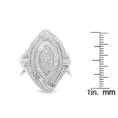 Sterling Silver Diamond Marquise Cocktail Ring – 1 1/8 CT | Rings | Elegant Emulations Jewelry USA