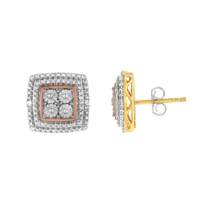 Sterling Silver Diamond Milgrain Square Earrings | Earrings | Elegant Emulations Jewelry USA
