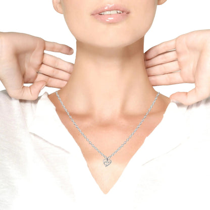 Sterling Silver Diamond 'Mom' Heart Pendant Necklace | Necklace | Elegant Emulations Jewelry USA