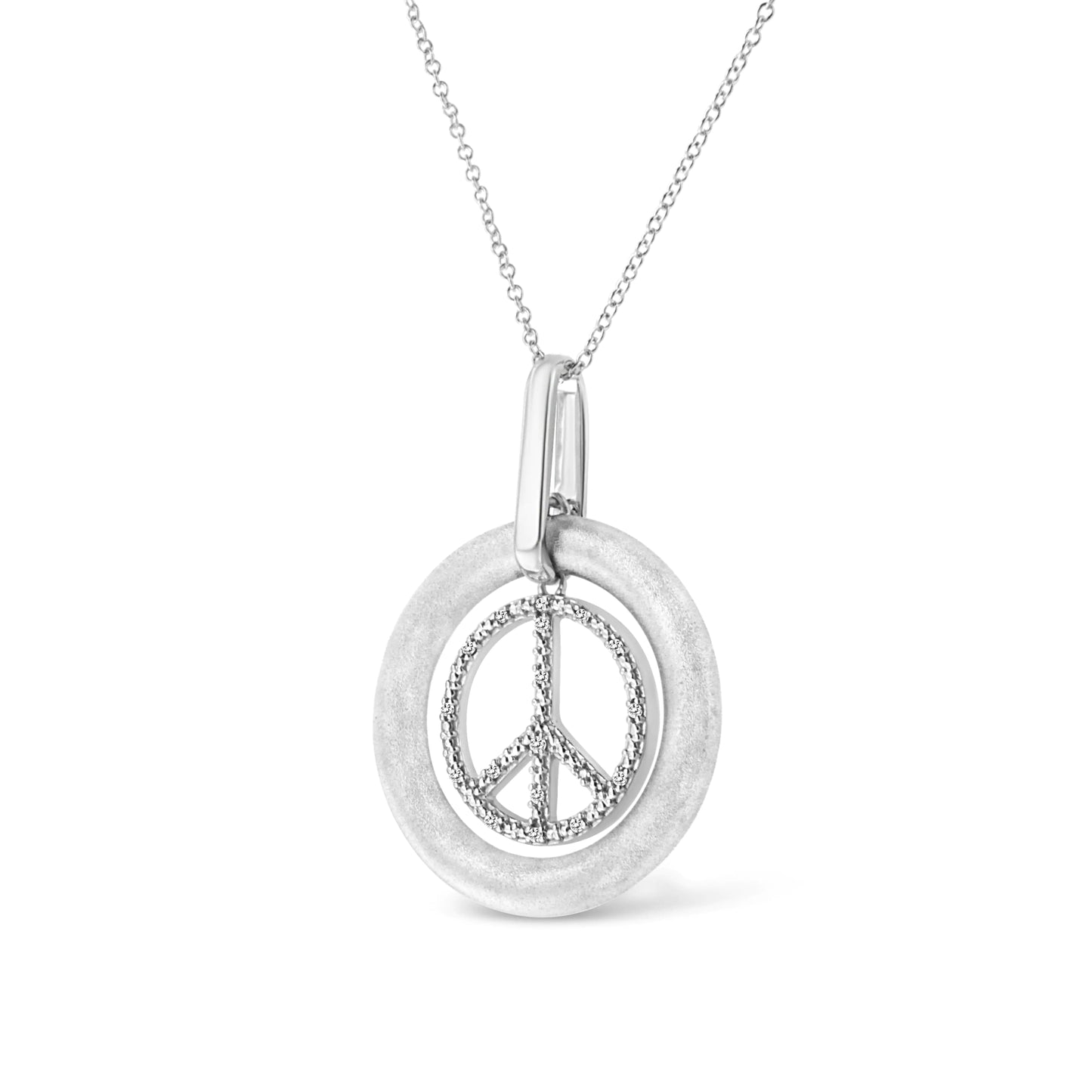 Sterling Silver Diamond Peace Pendant Necklace | Necklace | Elegant Emulations Jewelry USA