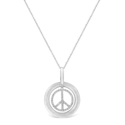 Sterling Silver Diamond Peace Pendant Necklace | Necklace | Elegant Emulations Jewelry USA