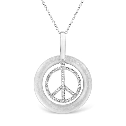 Sterling Silver Diamond Peace Pendant Necklace | Necklace | Elegant Emulations Jewelry USA