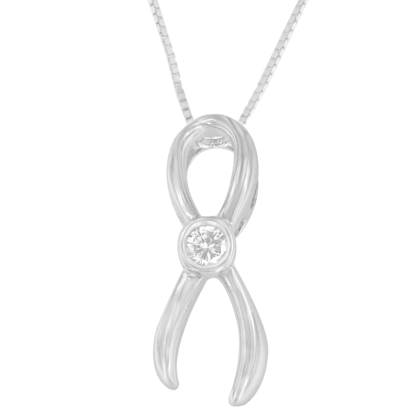 Sterling Silver Diamond Ribbon Necklace | Necklace | Elegant Emulations Jewelry USA