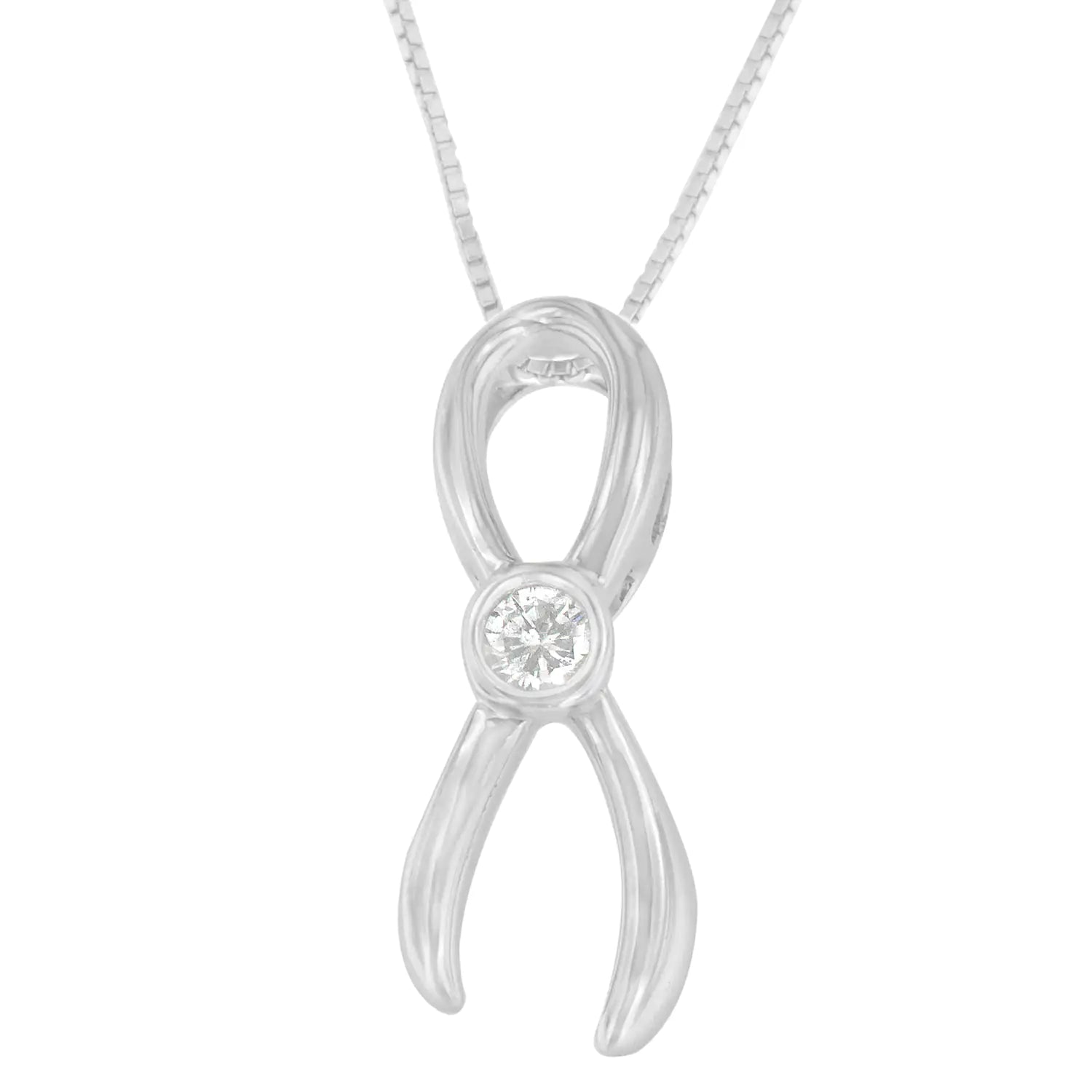Sterling Silver Diamond Ribbon Necklace | Necklace | Elegant Emulations Jewelry USA