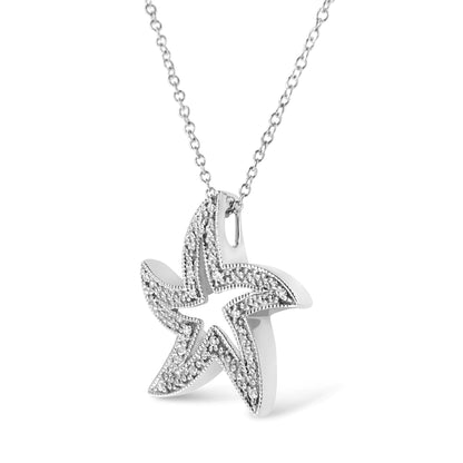 Sterling Silver Diamond Starfish Pendant Necklace | Necklace | Elegant Emulations Jewelry USA