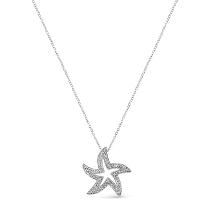 Sterling Silver Diamond Starfish Pendant Necklace | Necklace | Elegant Emulations Jewelry USA