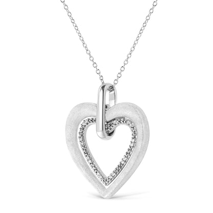 Sterling Silver Double Heart Diamond Pendant Necklace | Necklace | Elegant Emulations Jewelry USA