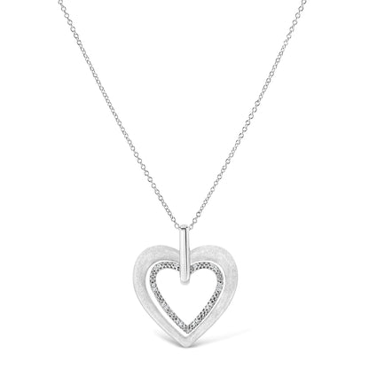 Sterling Silver Double Heart Diamond Pendant Necklace | Necklace | Elegant Emulations Jewelry USA