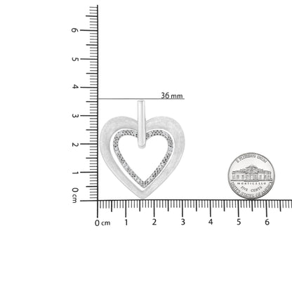 Sterling Silver Double Heart Diamond Pendant Necklace | Necklace | Elegant Emulations Jewelry USA