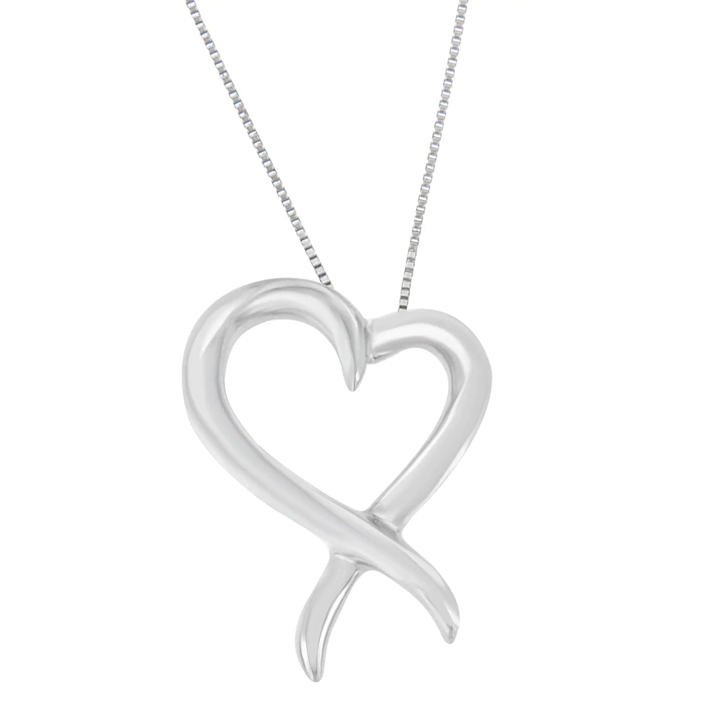 Sterling Silver Heart Ribbon Pendant Necklace | Necklace | Elegant Emulations Jewelry USA
