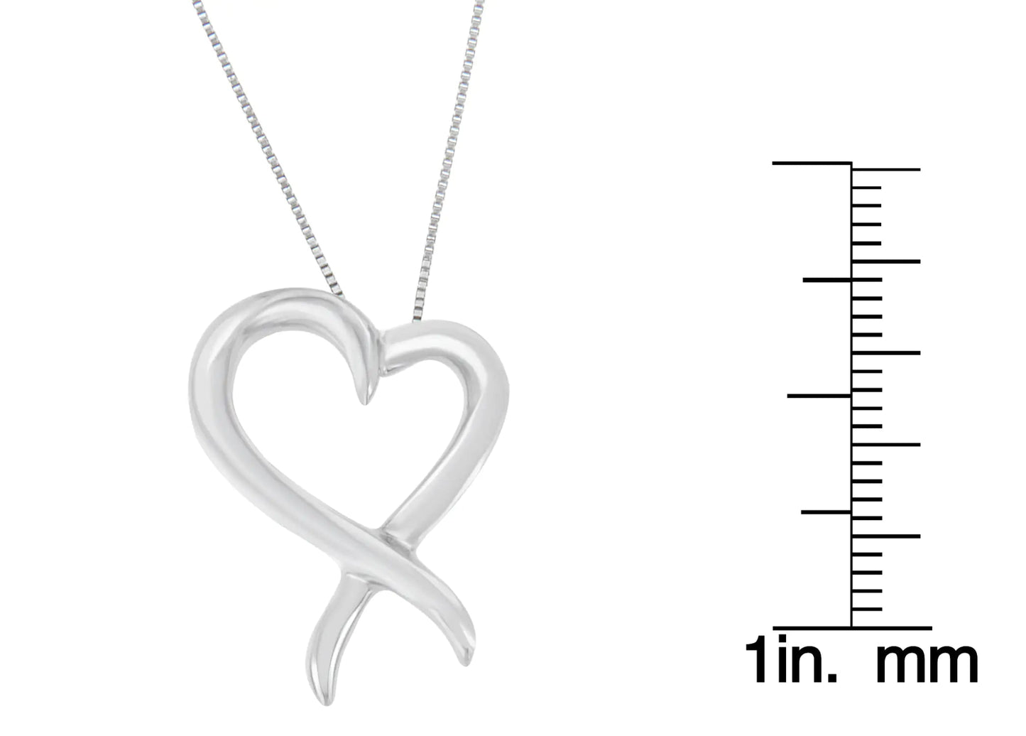 Sterling Silver Heart Ribbon Pendant Necklace | Necklace | Elegant Emulations Jewelry USA