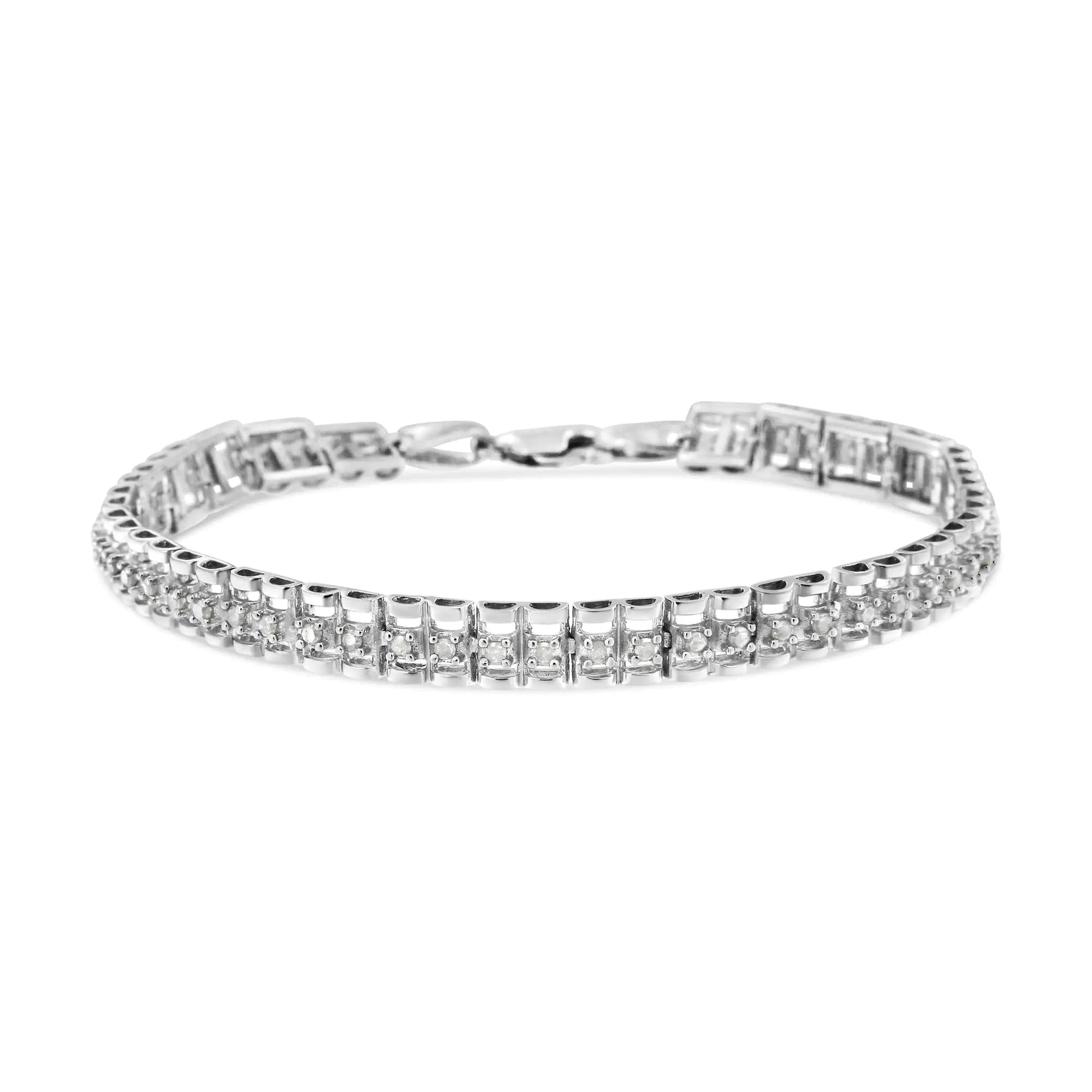 Sterling Silver Rose Cut Diamond Tennis Bracelet | Bracelets | Elegant Emulations Jewelry USA
