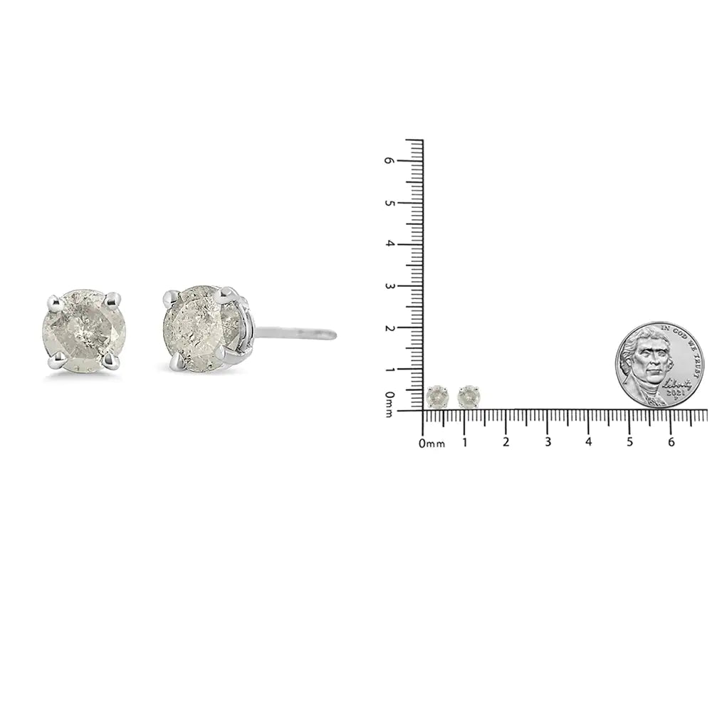 Sterling Silver Salt & Pepper Diamond Studs | Earrings | Elegant Emulations Jewelry USA