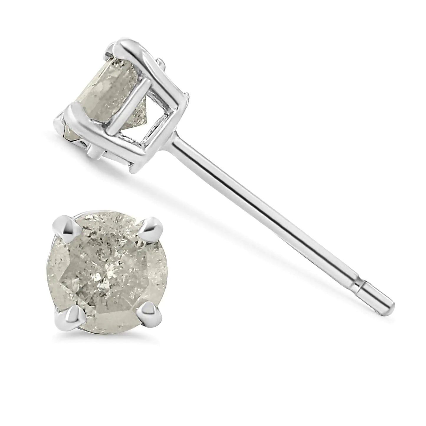 Sterling Silver Salt & Pepper Diamond Studs | Earrings | Elegant Emulations Jewelry USA