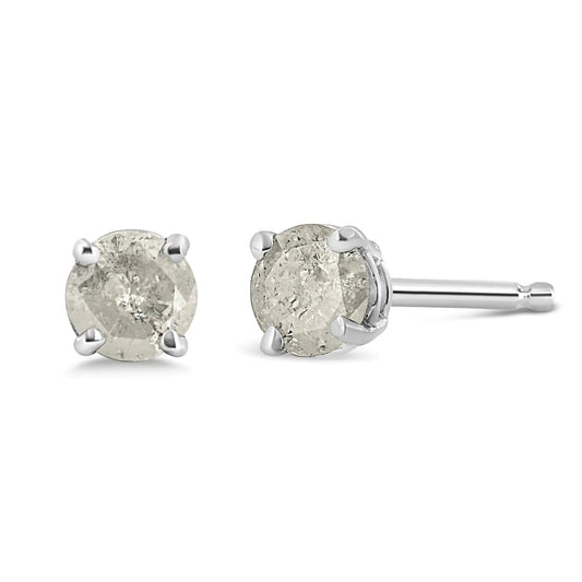 Sterling Silver Salt & Pepper Diamond Studs | Earrings | Elegant Emulations Jewelry USA