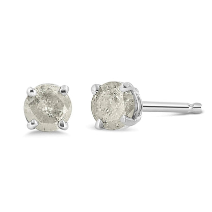 Sterling Silver Salt & Pepper Diamond Studs | Earrings | Elegant Emulations Jewelry USA