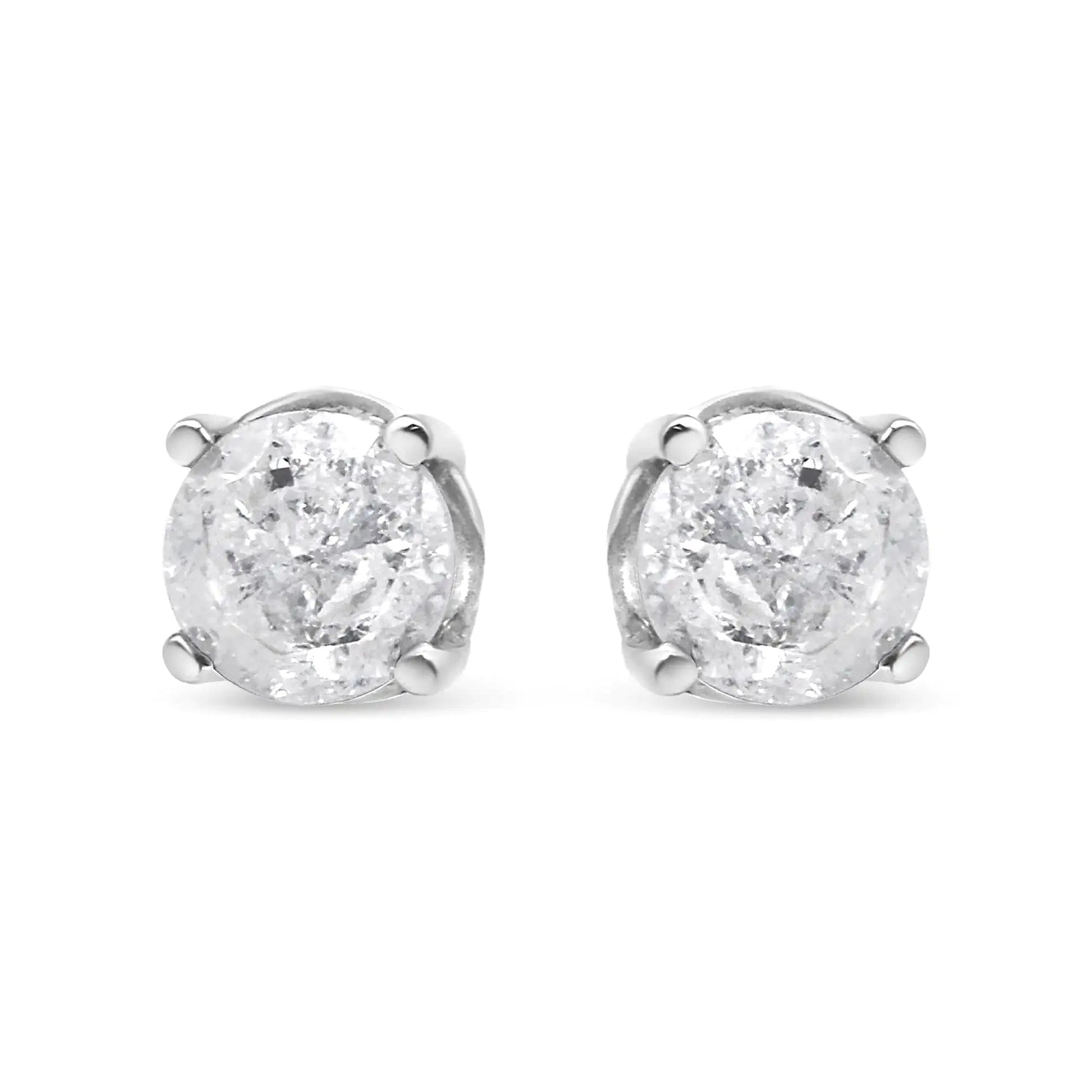Sterling Silver Salt & Pepper Diamond Studs | Earrings | Elegant Emulations Jewelry USA