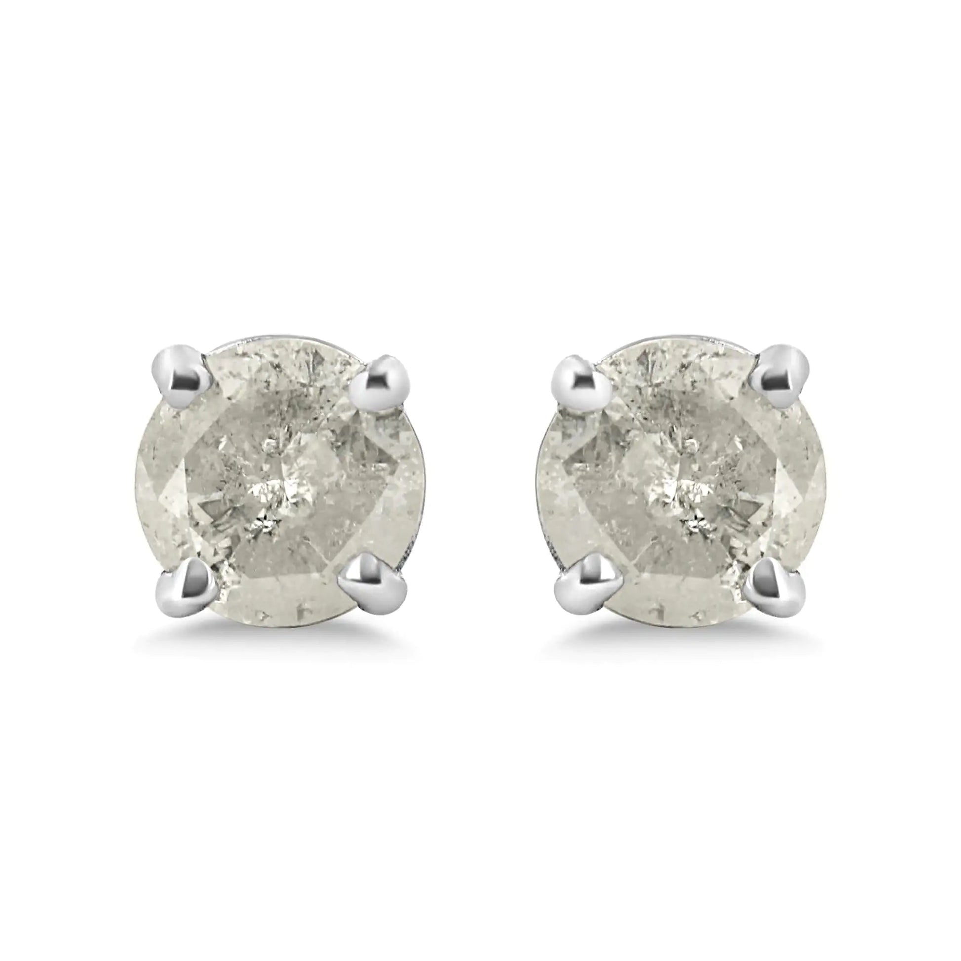 Sterling Silver Salt & Pepper Diamond Studs | Earrings | Elegant Emulations Jewelry USA