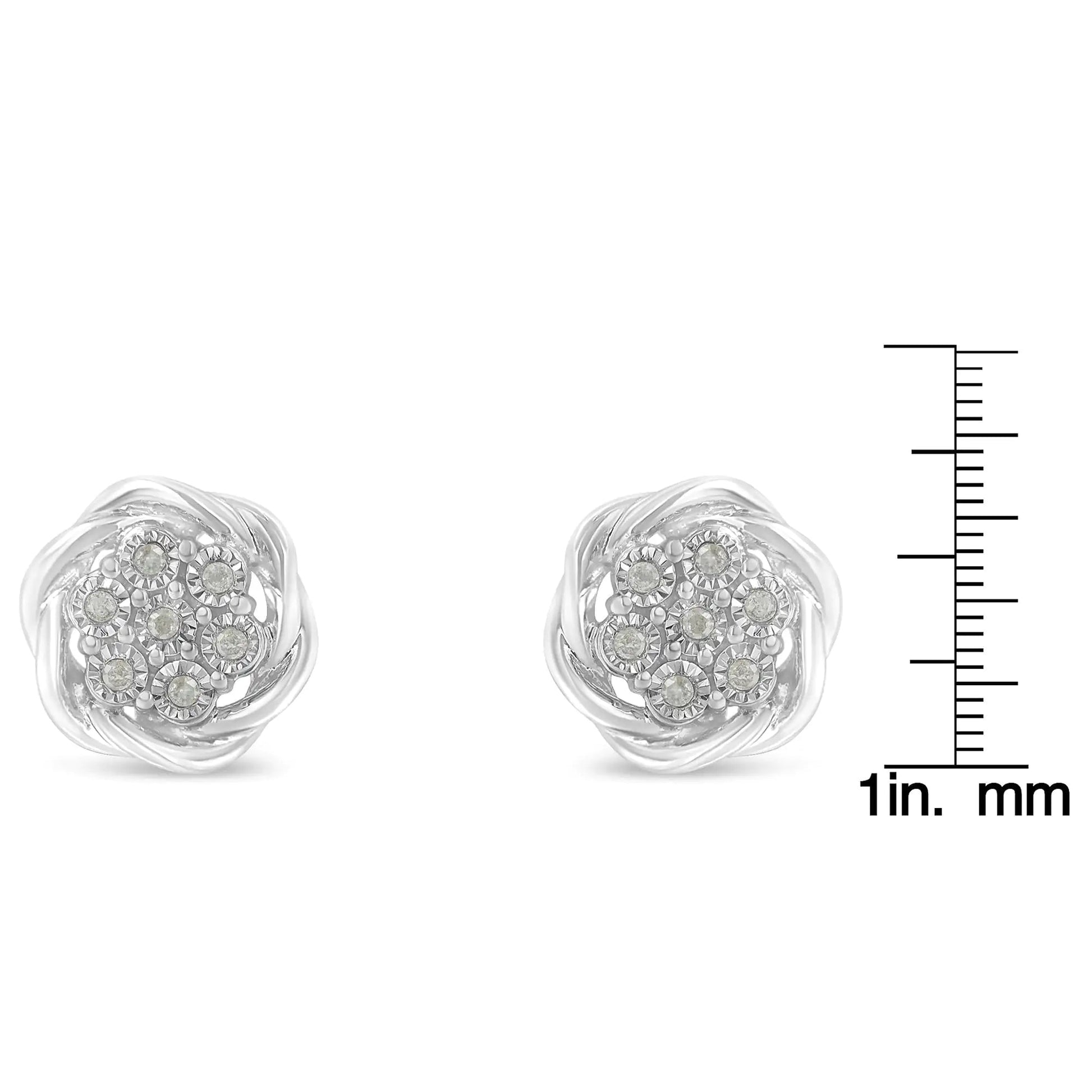 Sterling Silver Swirl Diamond Cluster Earrings (1/6 ct) | Earrings | Elegant Emulations Jewelry USA