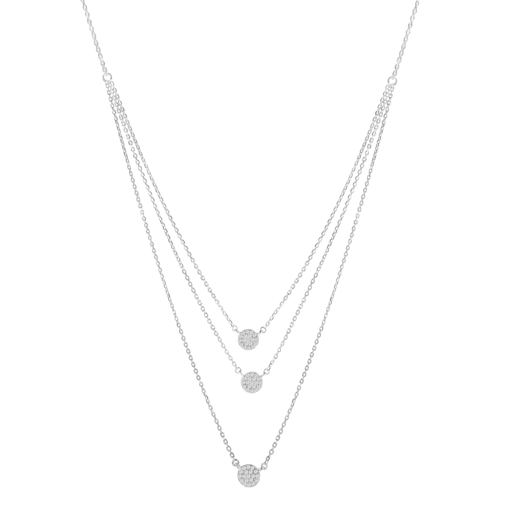 Triple Medallion Diamond Sterling Necklace | Necklace | Elegant Emulations Jewelry USA