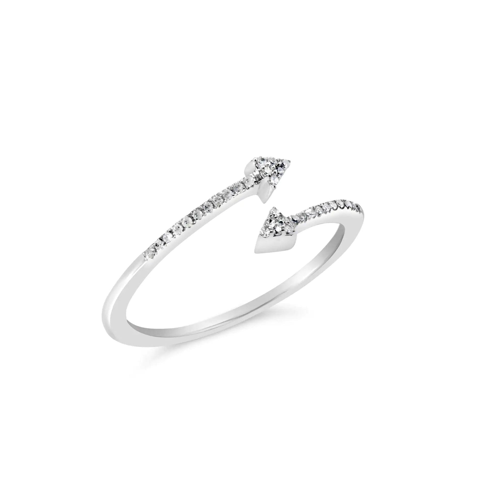 .925 Sterling Silver 1/5 Cttw Diamond Double Arrowhead Open Ring (I-J Color, I2-I3 Clarity) - Elegant Emulations