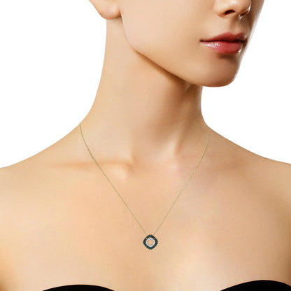 14K Yellow Gold Plated .925 Sterling Silver 1/2 Cttw Color Treated Diamond Square Pendant Necklace (Blue, Yellow, I2-I3 Clarity) - Elegant Emulations