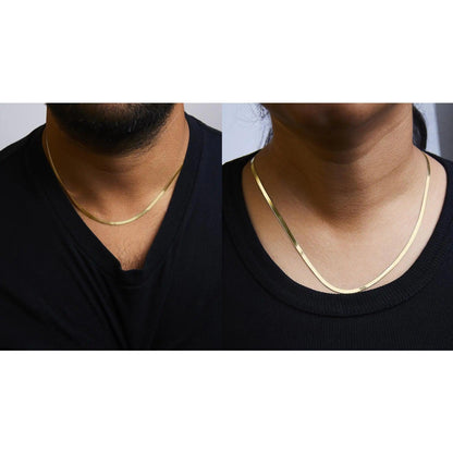 Unisex Solid 14K Gold 2.8mm Imperial Herringbone Chain Necklace | | Elegant Emulations Jewelry USA