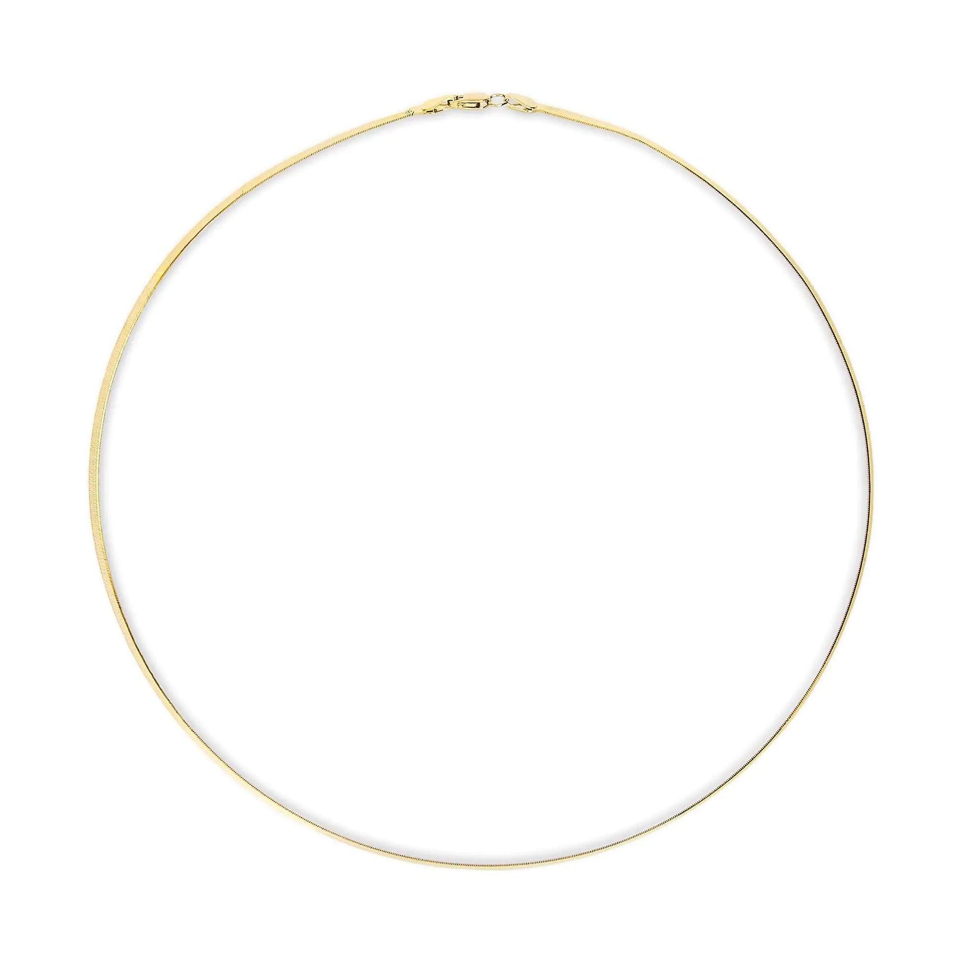 Unisex Solid 14K Gold 2.8mm Imperial Herringbone Chain Necklace | | Elegant Emulations Jewelry USA
