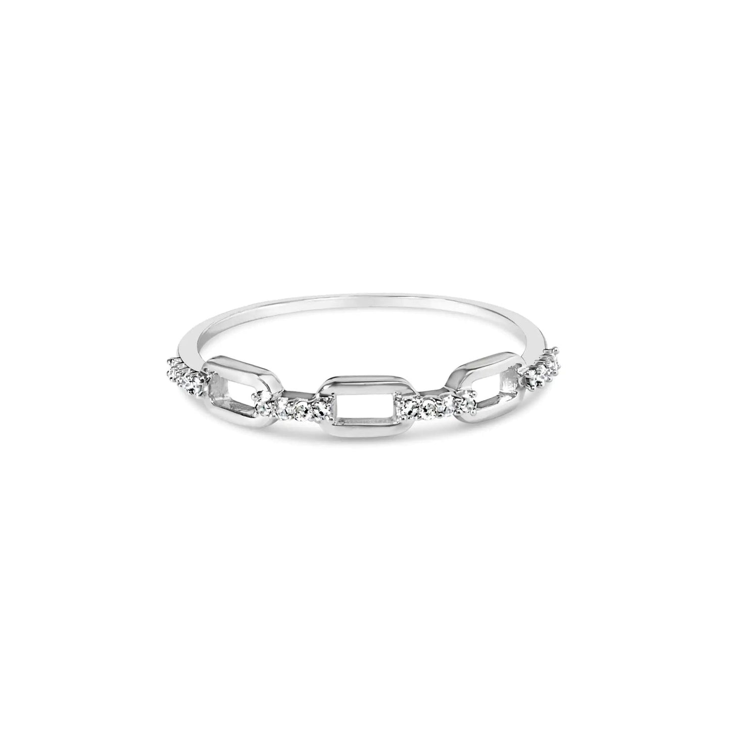 .925 Sterling Silver Diamond Accent Paperclip Band Ring (I-J Color, I2-I3 Clarity) - Elegant Emulations