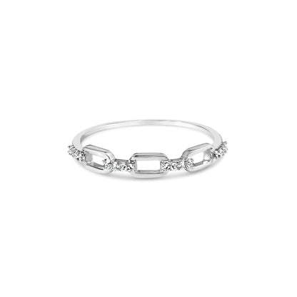 .925 Sterling Silver Diamond Accent Paperclip Band Ring (I-J Color, I2-I3 Clarity) - Elegant Emulations