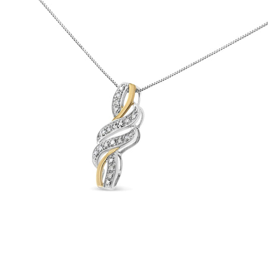 14K Yellow Gold Plated .925 Sterling Silver Round-Cut Diamond Accent Cross Bypass 18" Pendant Necklace (H-I Color, I2-I3 Clarity) - Elegant Emulations