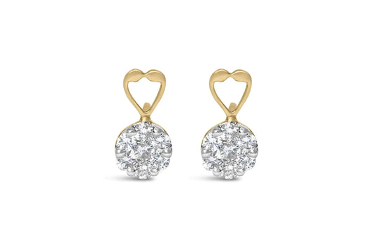 14K Yellow Gold 1ct. TDW Round-cut Diamond Earrings (I-J,SI2-I1) - Elegant Emulations