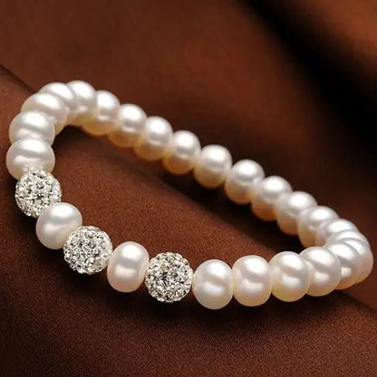 Venus Italian Pearl Bracelet - With 3 Crystal Moon Beads | | Elegant Emulations Jewelry USA