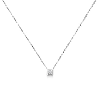 White Gold 1/10 Ct Round Diamond Miracle Pendant - 18" | Necklace | Elegant Emulations Jewelry USA