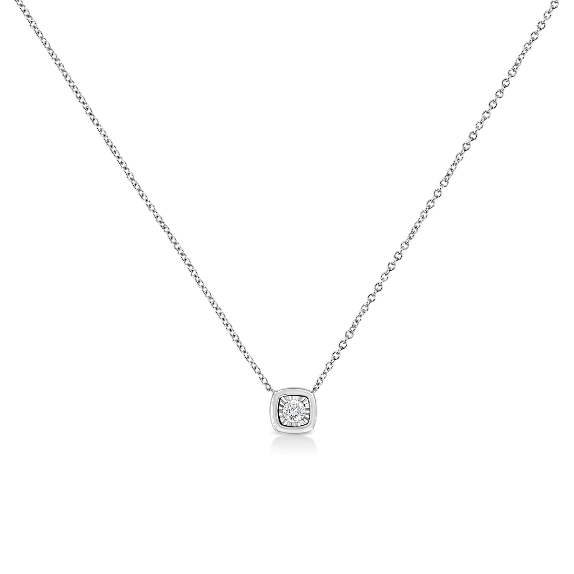 White Gold 1/10 Ct Round Diamond Miracle Pendant - 18" | Necklace | Elegant Emulations Jewelry USA