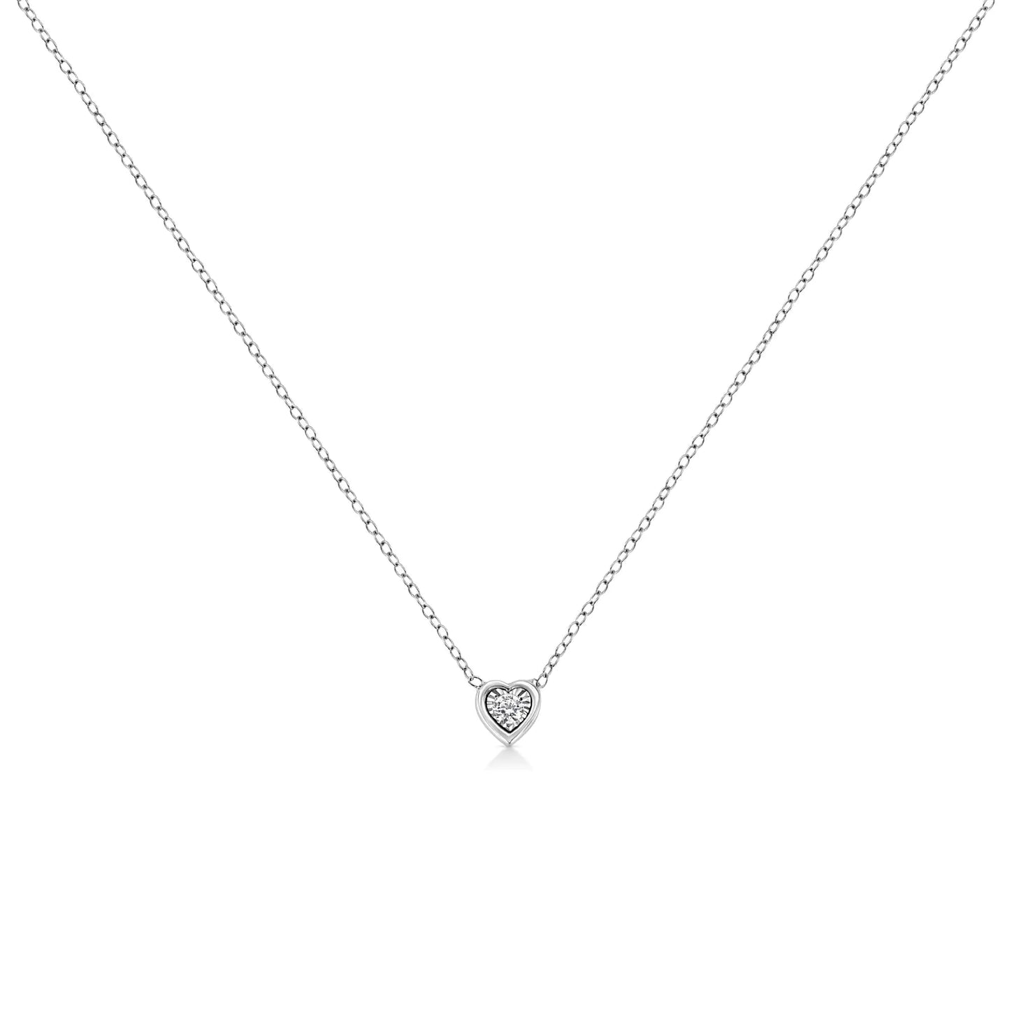 White Gold 1/10 Ct Round Diamond Miracle Pendant - 18" | Necklace | Elegant Emulations Jewelry USA