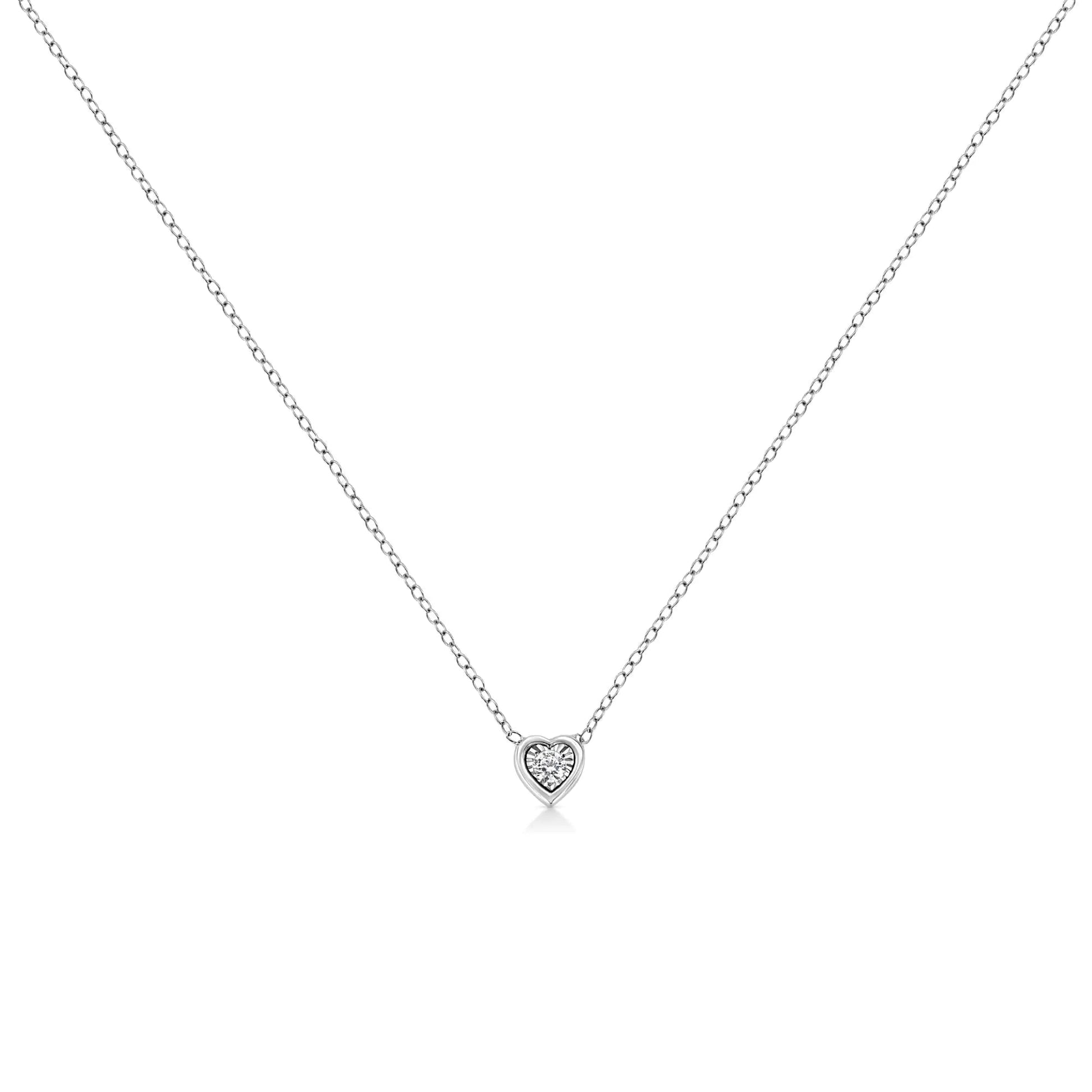 White Gold 1/10 Ct Round Diamond Miracle Pendant - 18" | Necklace | Elegant Emulations Jewelry USA