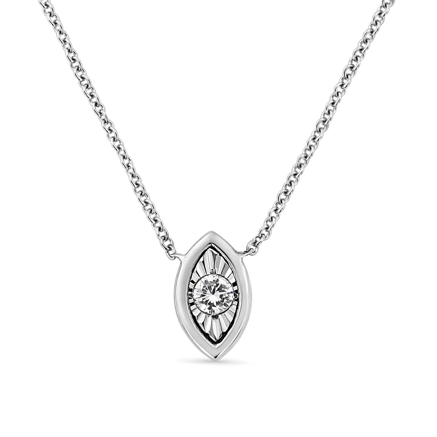 White Gold 1/10 Ct Round Diamond Miracle Pendant - 18" | Necklace | Elegant Emulations Jewelry USA